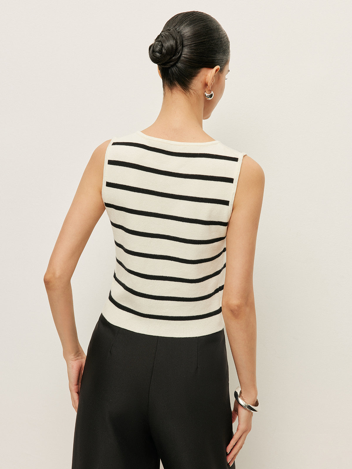 Striped Buttoned Knit Vest