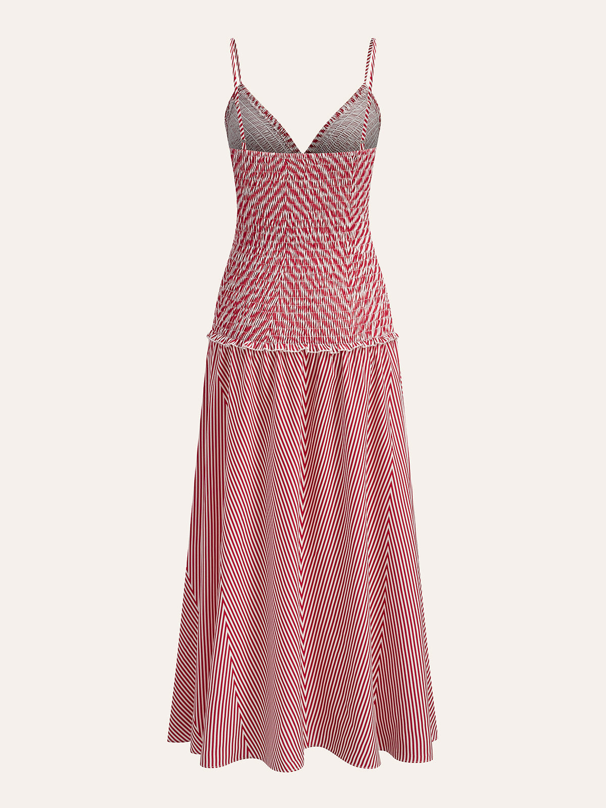 Shirred V-Neck Sleeveless Pleated Dress