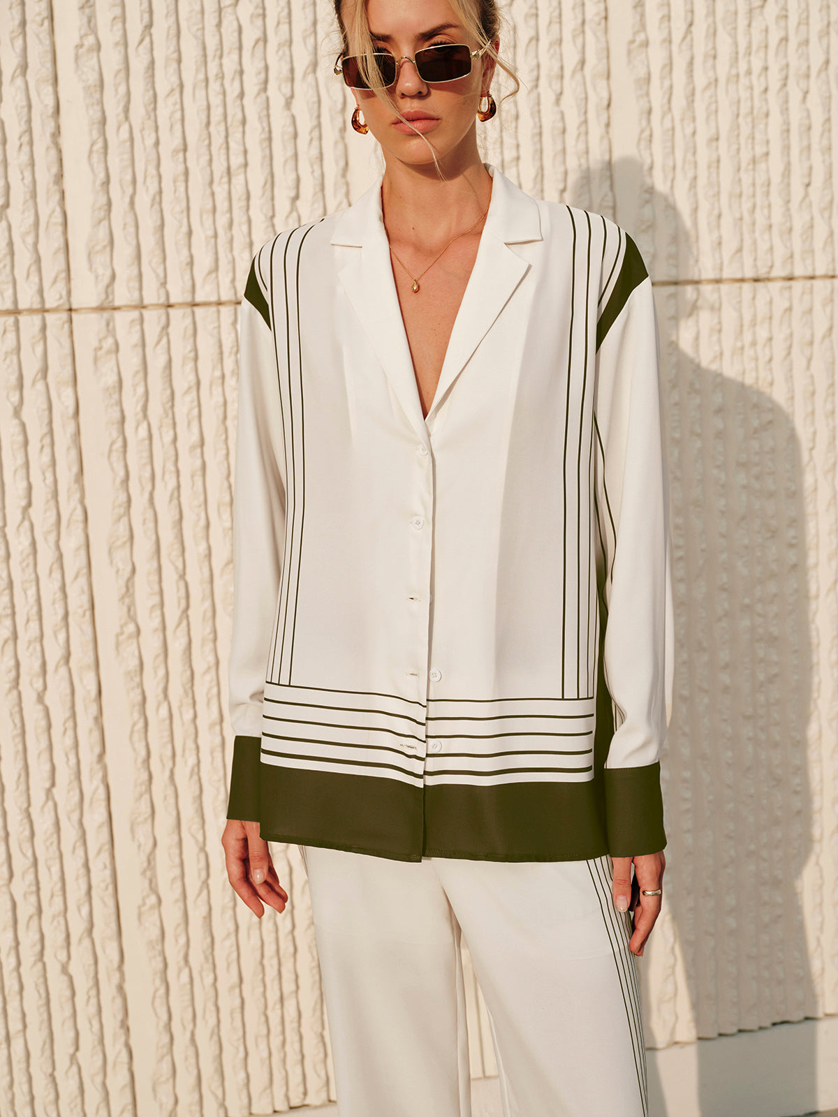 Striped Print Collar Shirt