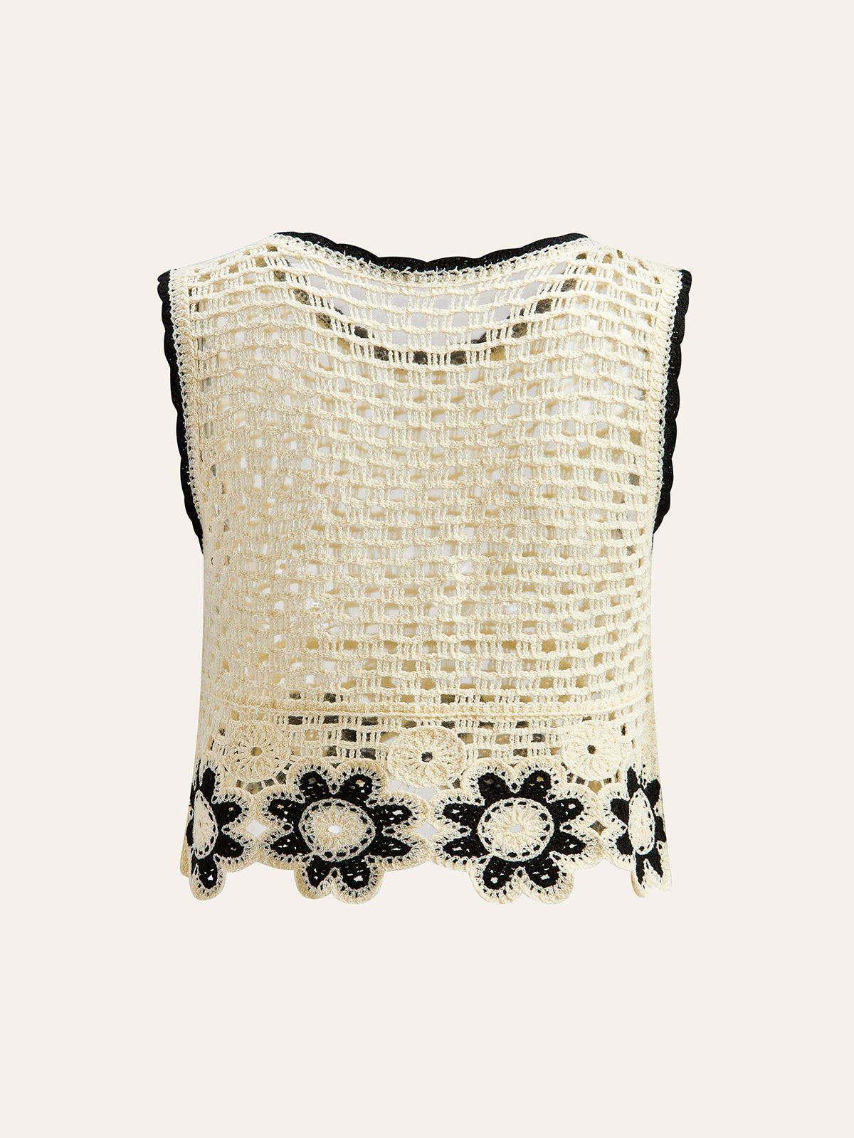 Crochet Floral Top With Pant Set