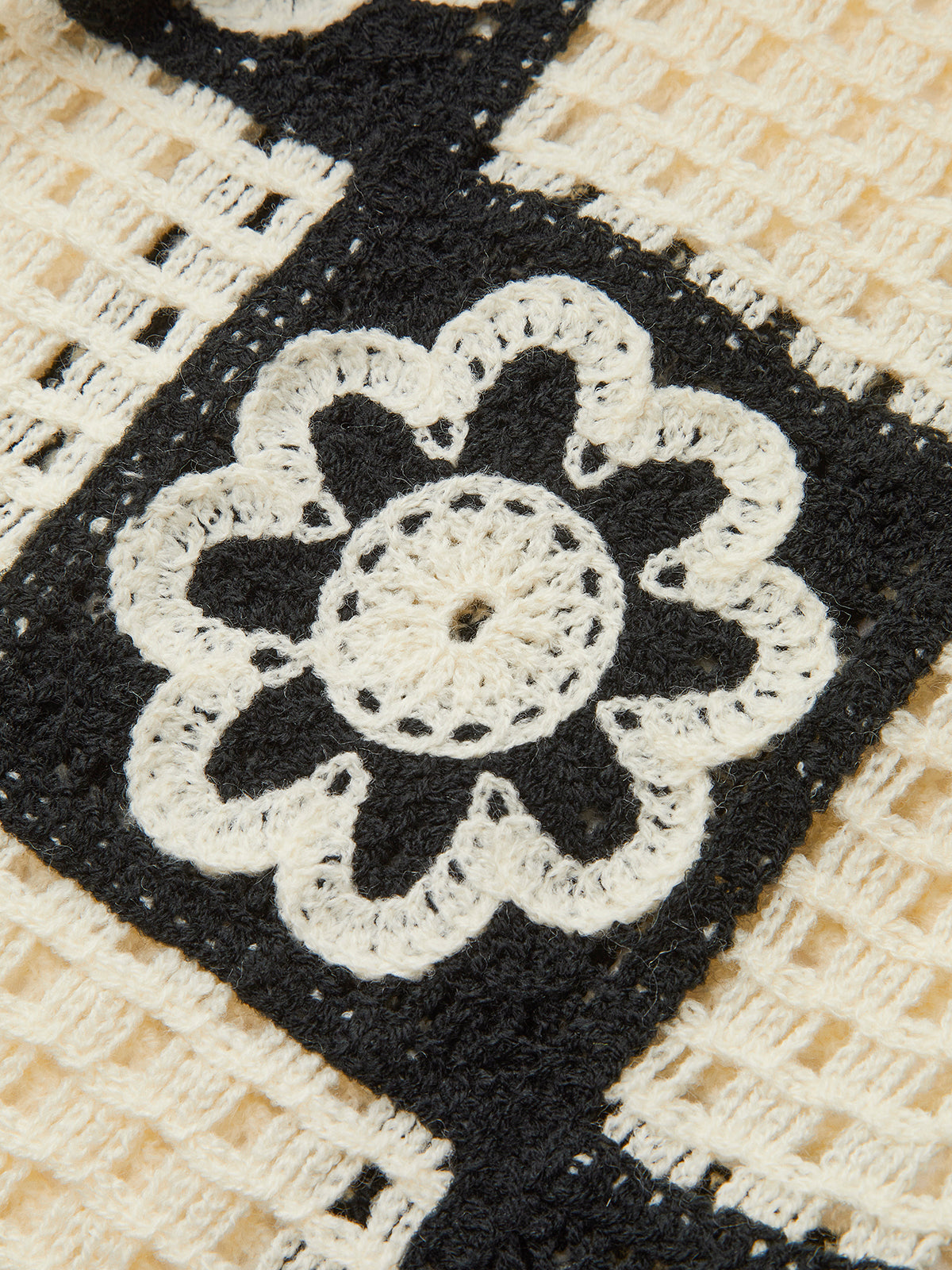 Crochet Floral Top With Pant Set