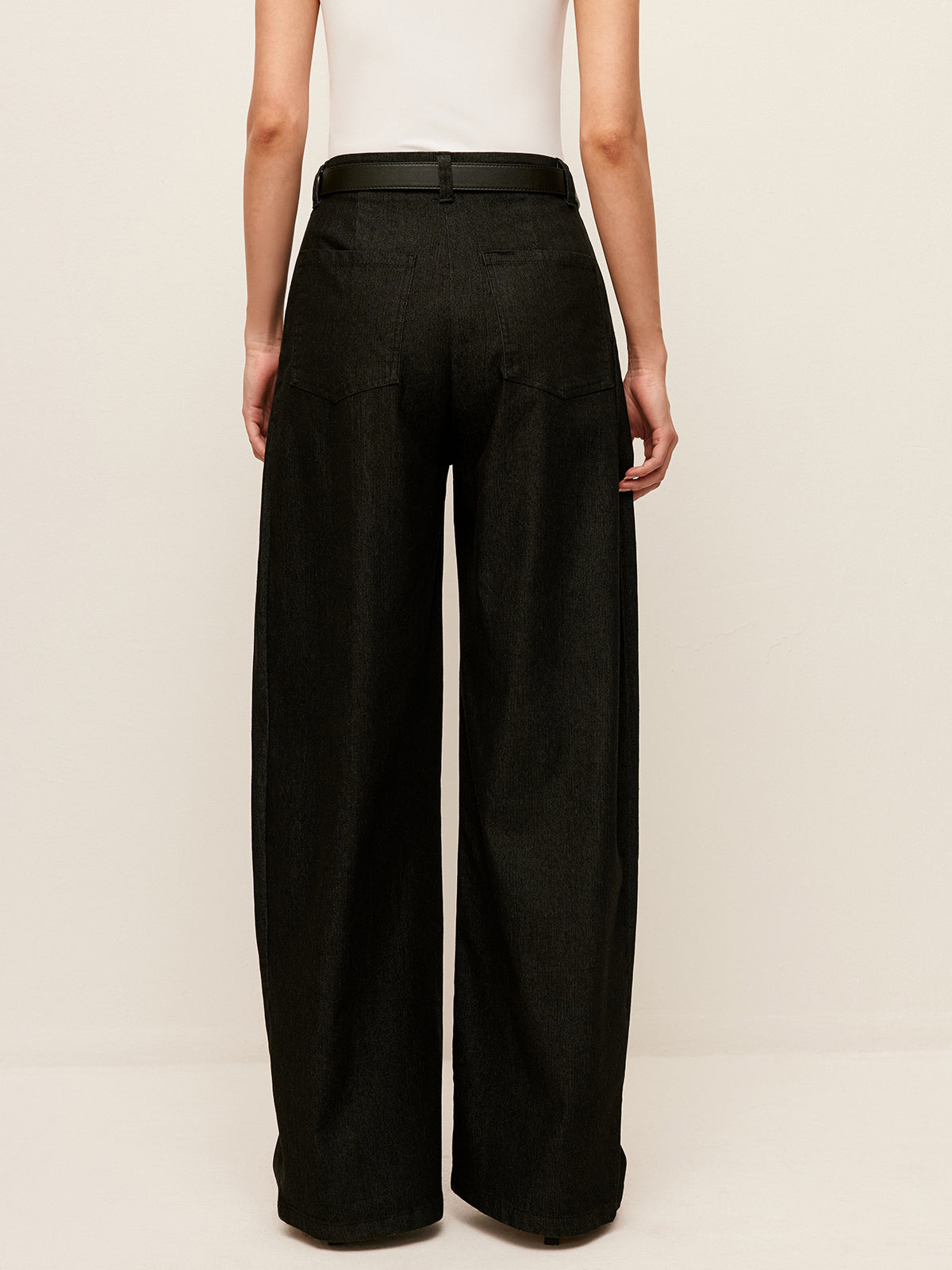 Mid-Waist Pockets Pants Without Belt