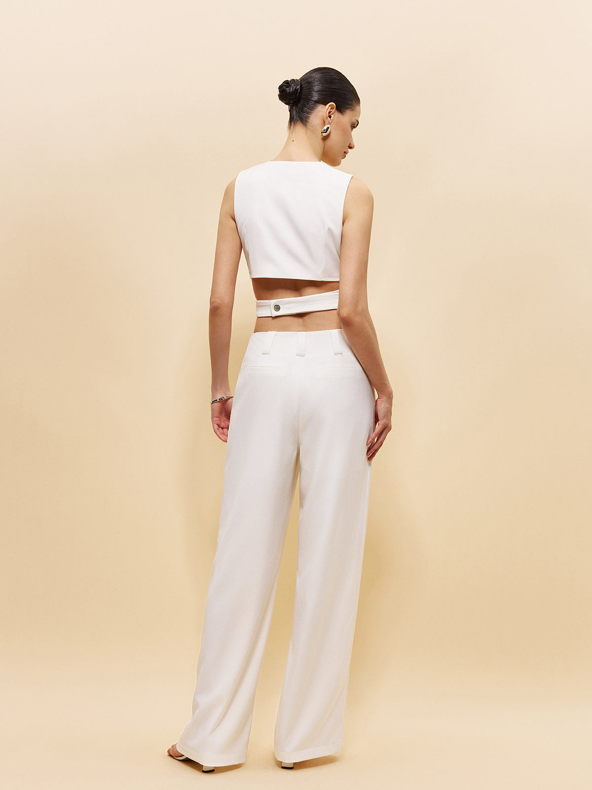 Mid-Waist Pockets Pants Without Belt