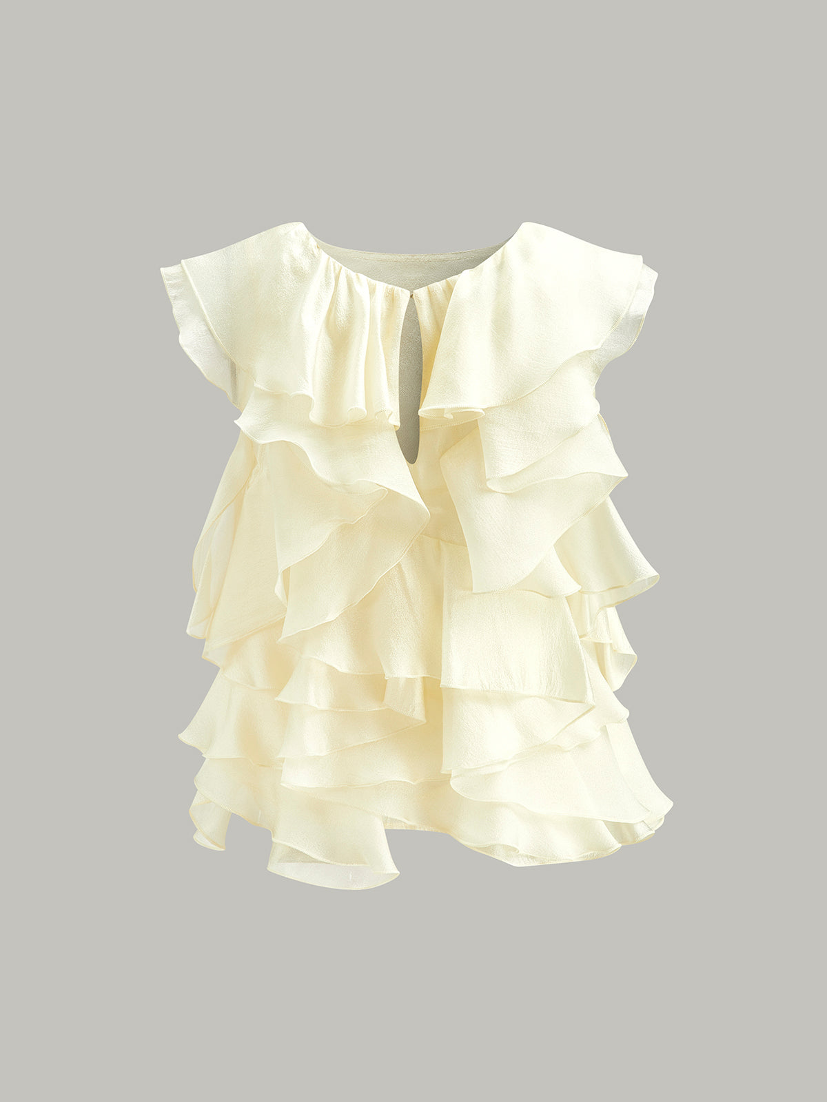 Ruffle Detail Keyhole Back Top