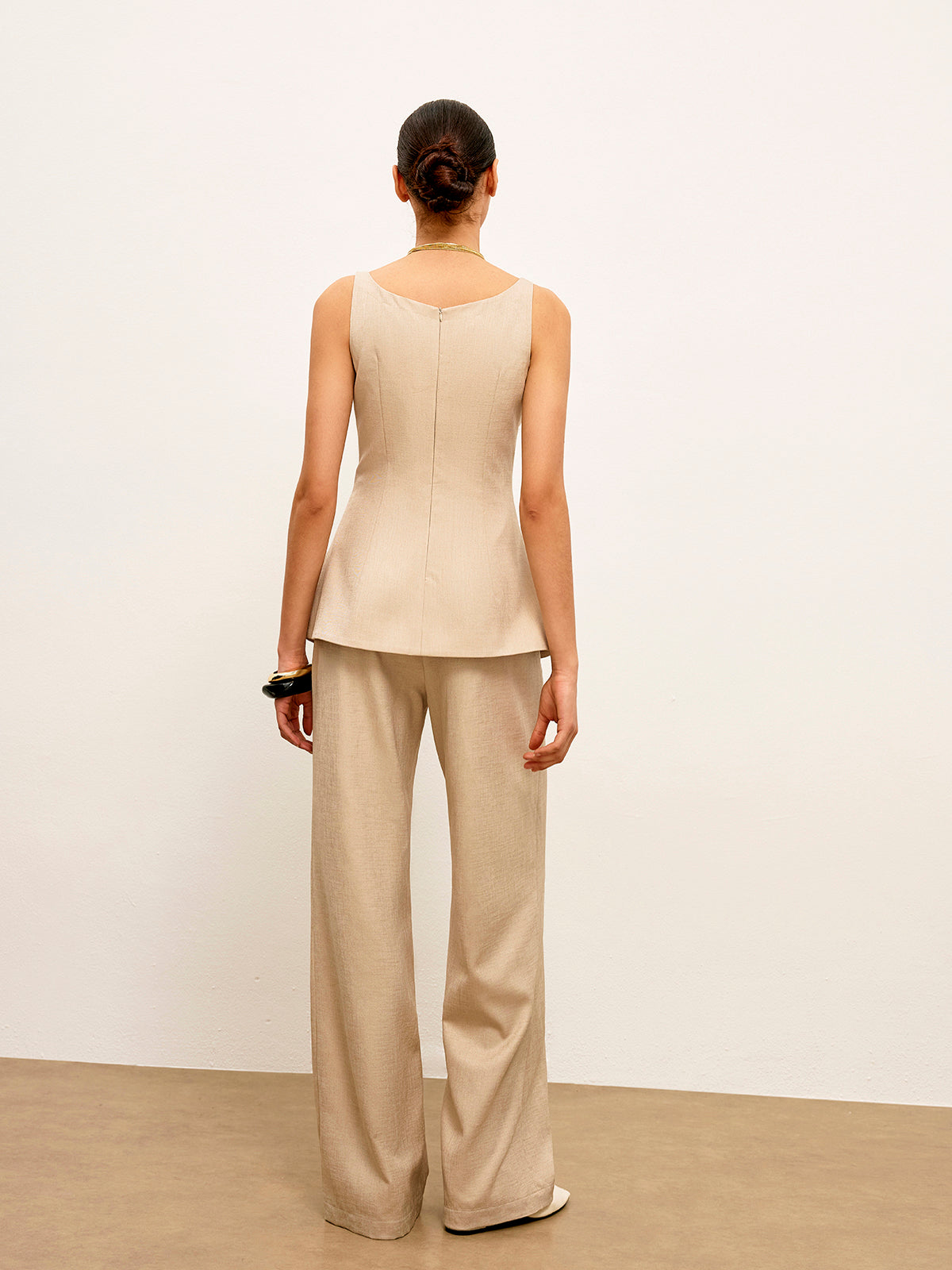 Back Zipper Peplum Flare Top