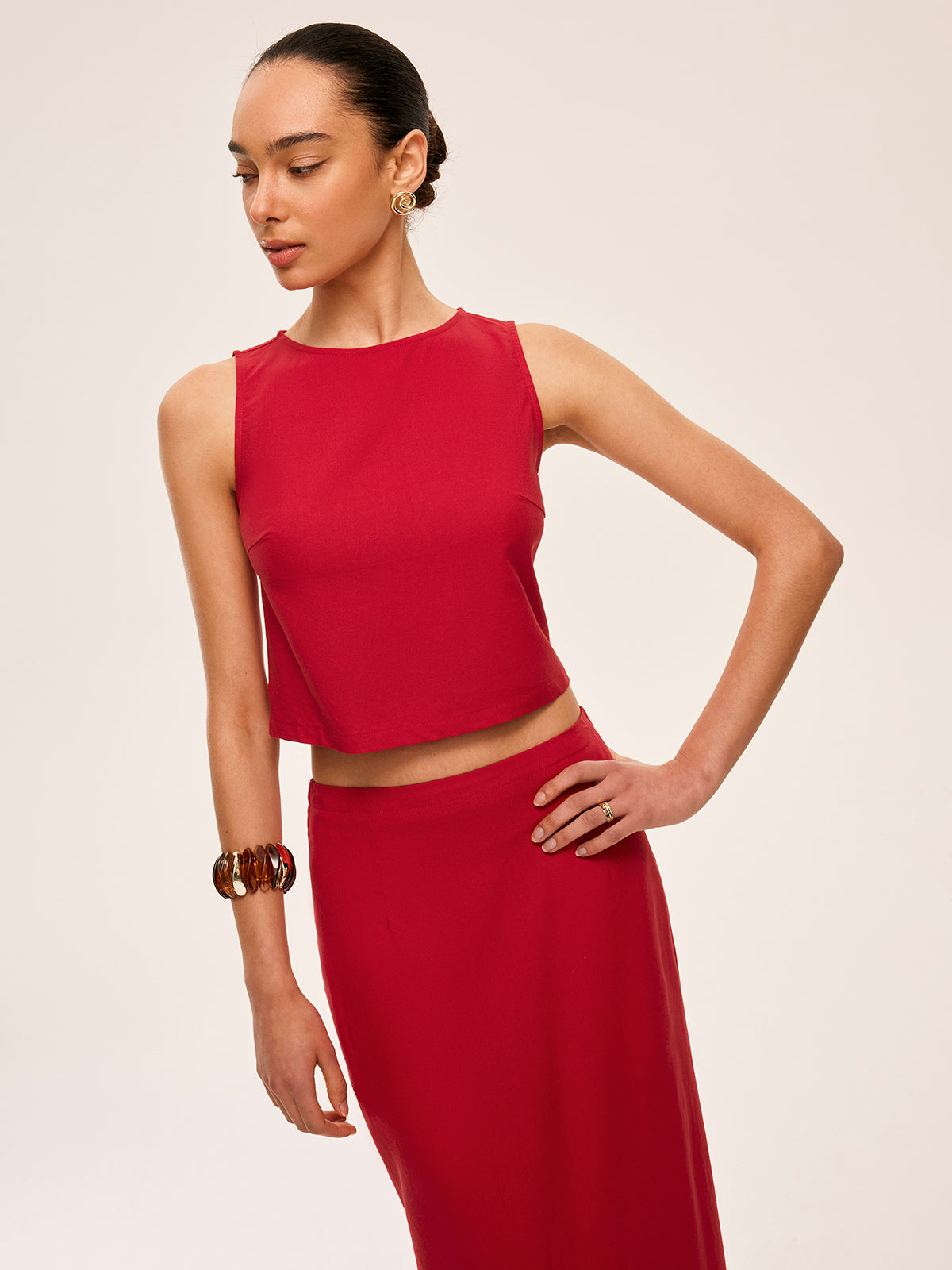 Cotton & Linen Tie-Back Skirt Set