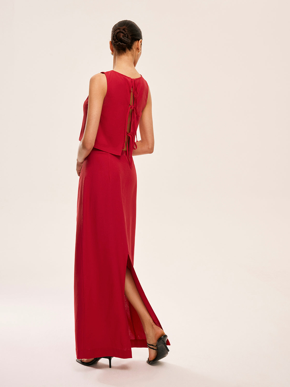 Cotton & Linen Tie-Back Skirt Set