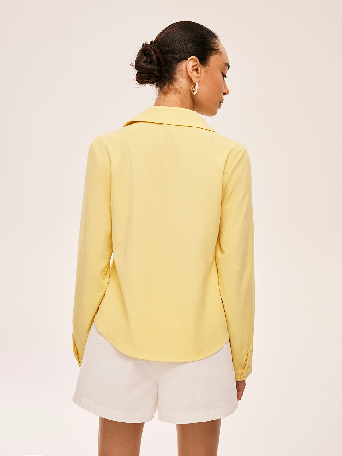 Collared Tie-Front Blouse