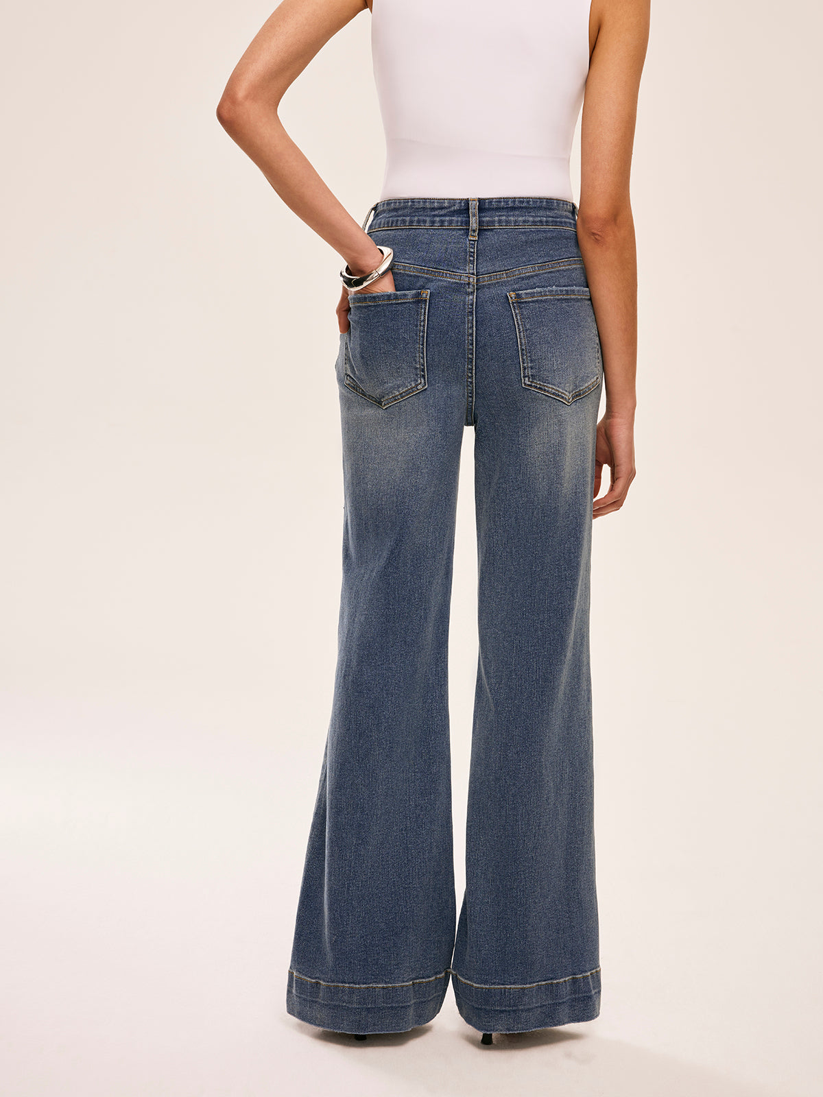 Mid-Waist Decor Pocket Pants