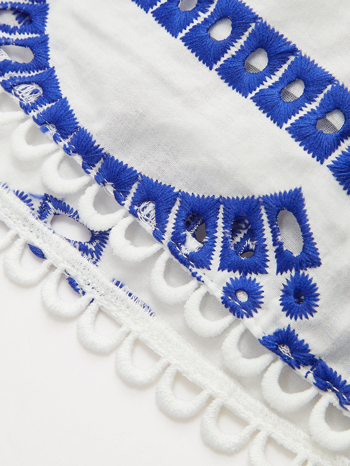 Embroidered Ruffled Sleeveless Dress