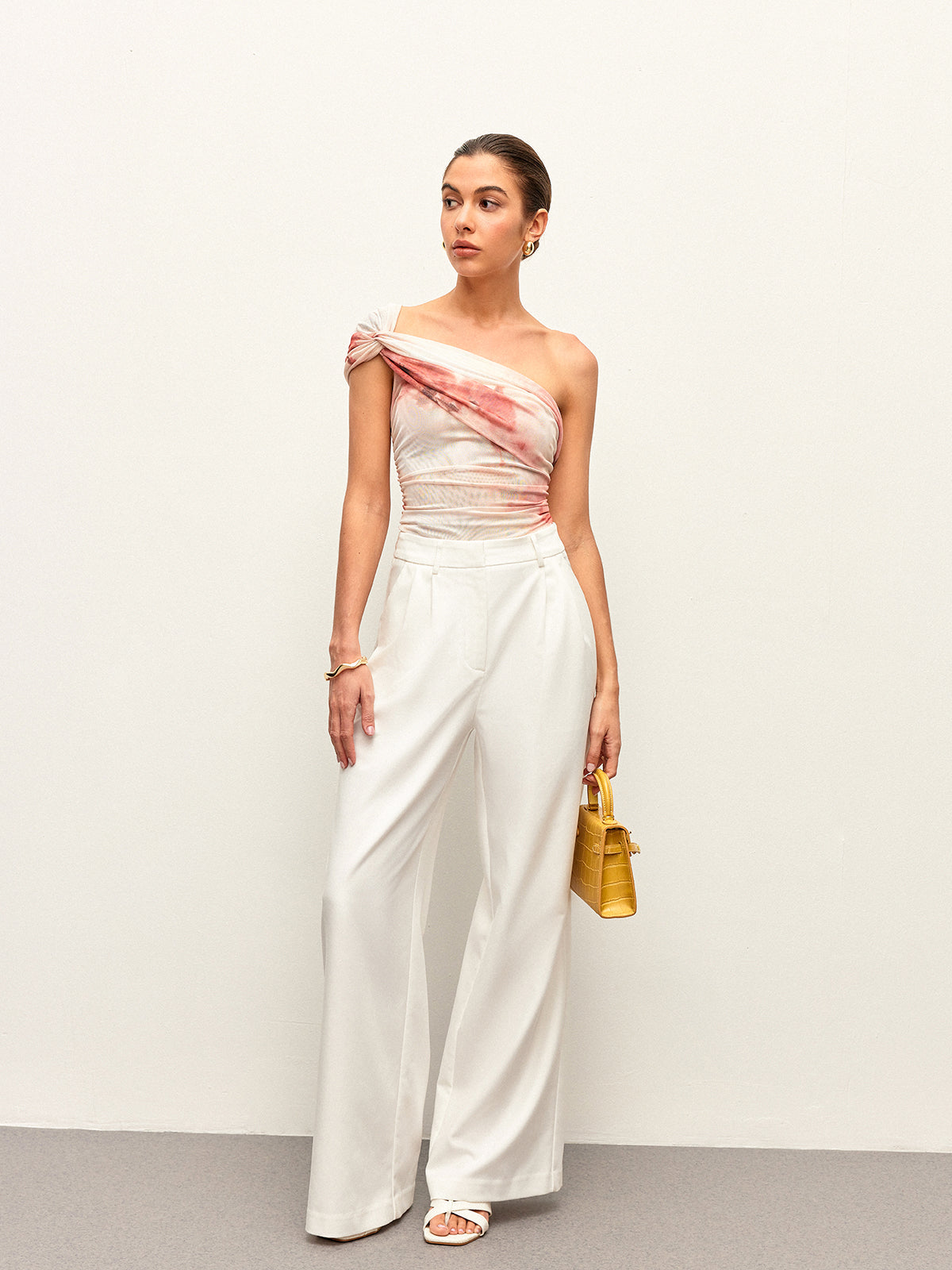 Semi-Sheer One-Shoulder Top