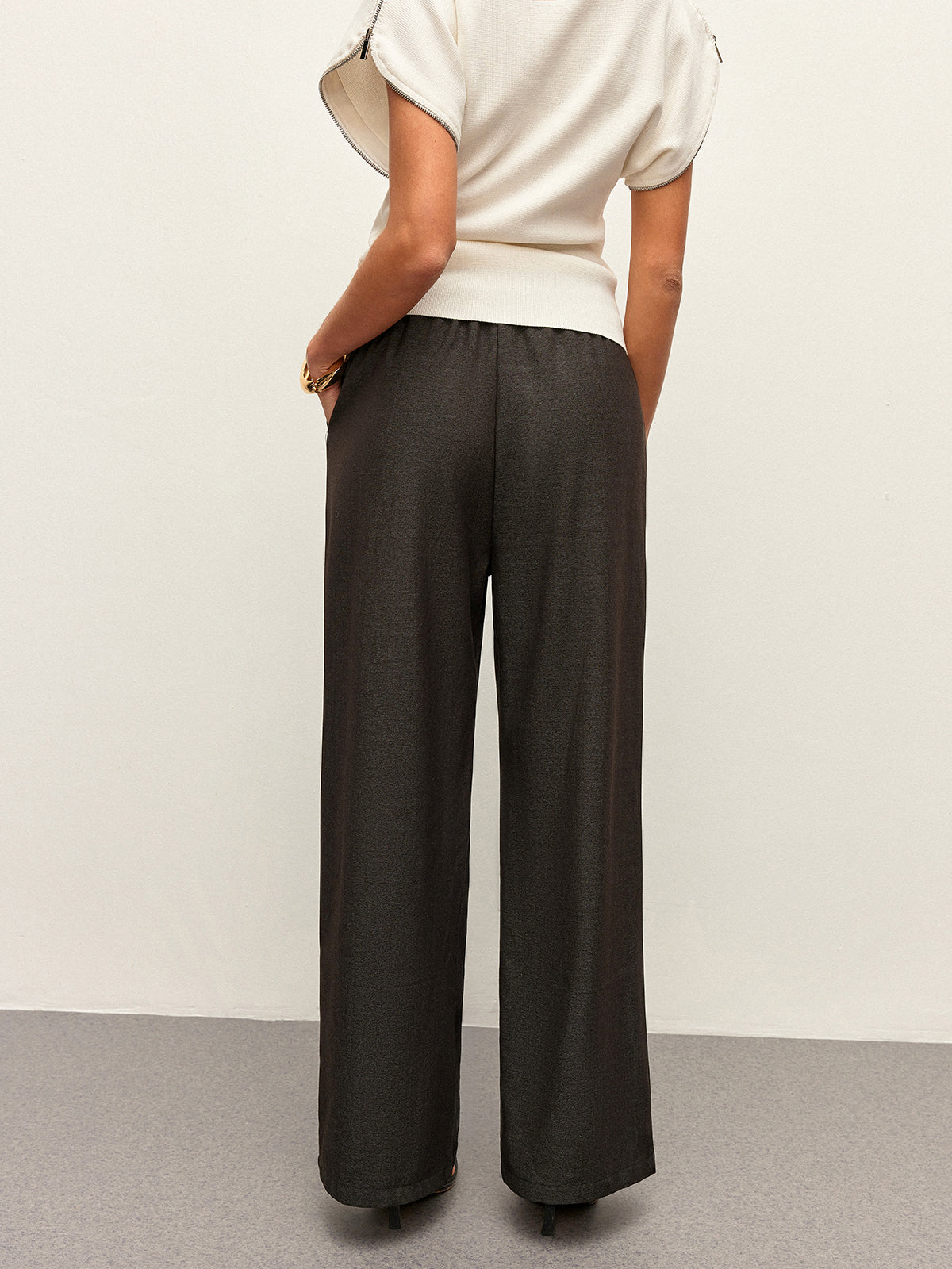 High-Waist Pocket Detail Drawstring Pants