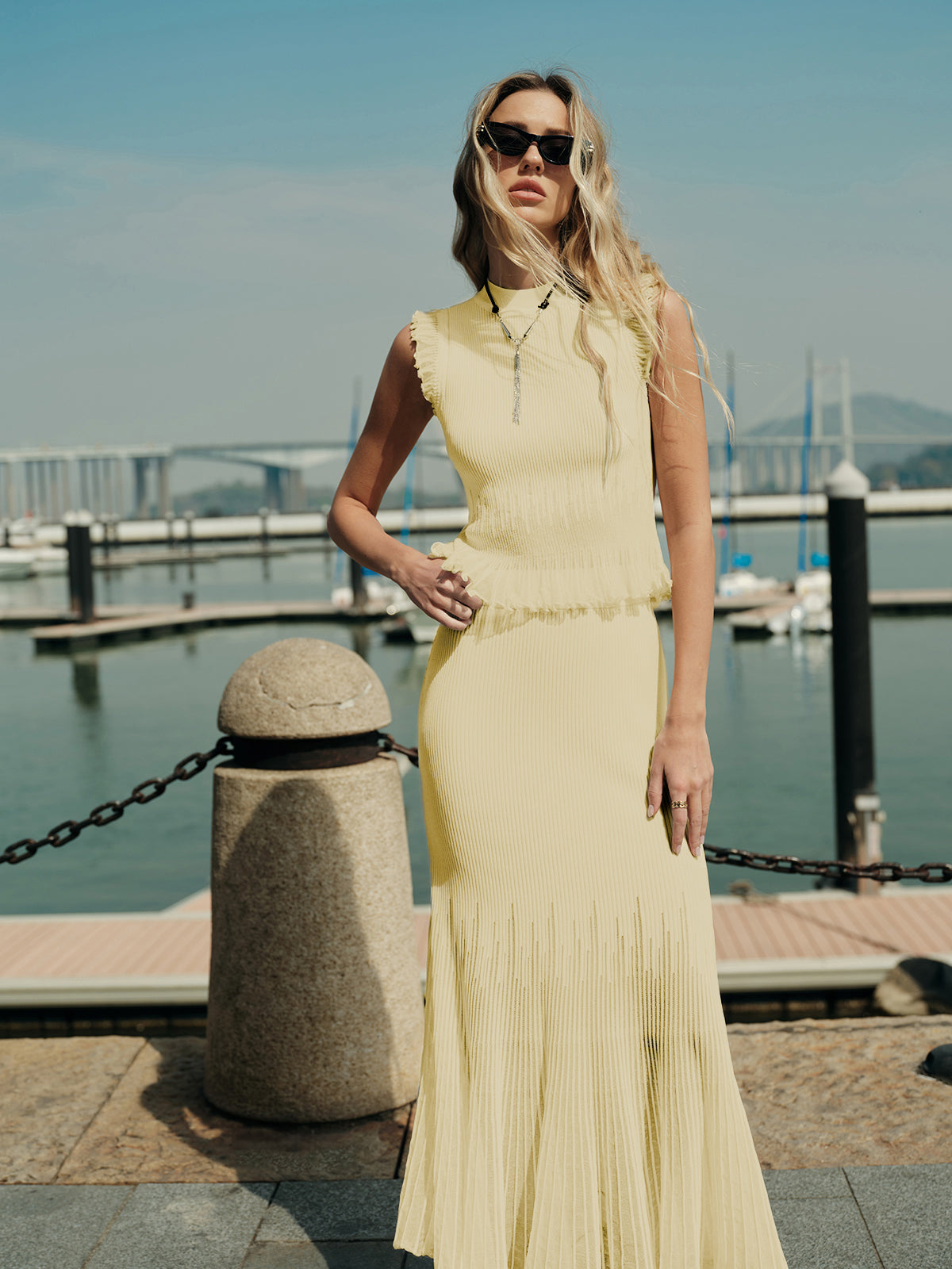 Ribbed Knit Ruffle Top