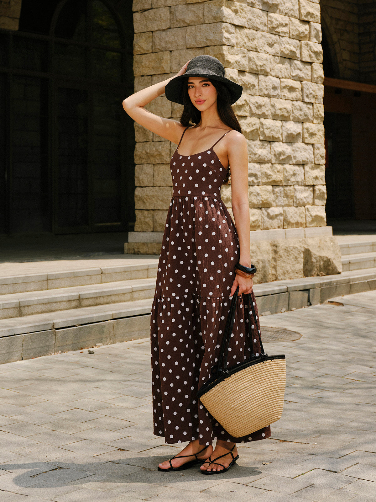 Cotton Backless Polka Dot Dress