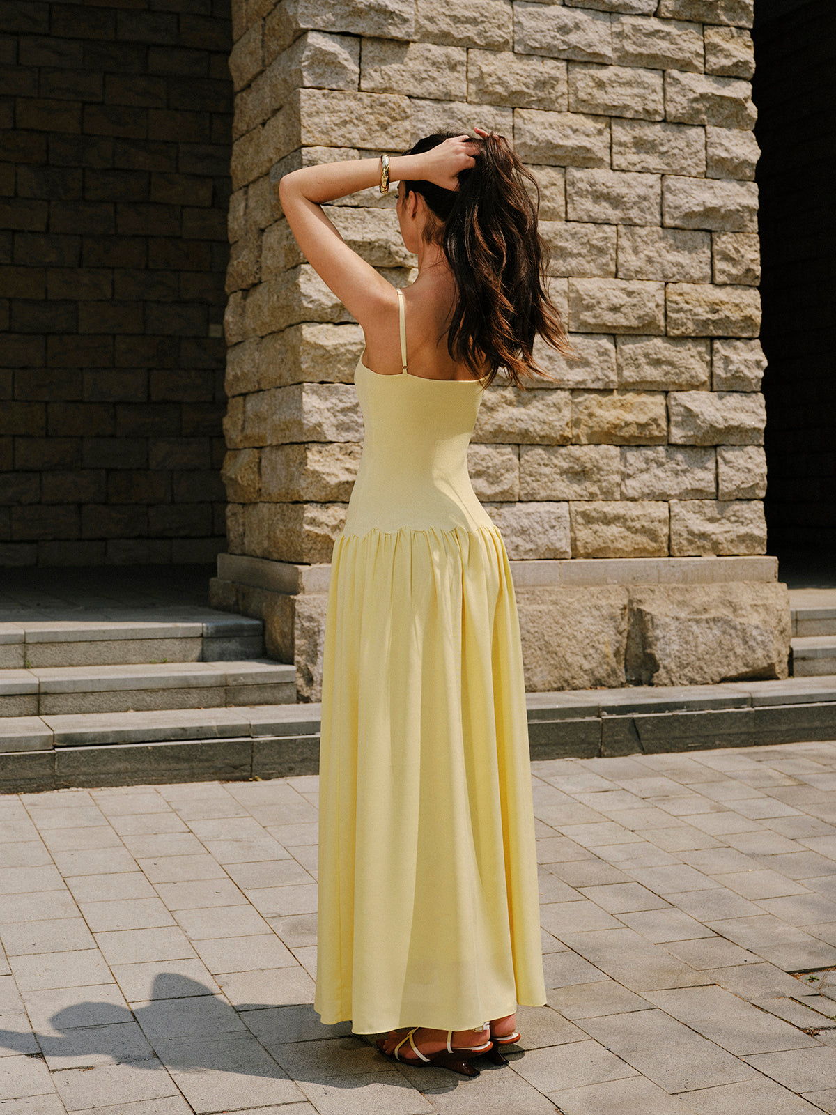 Pleated Hem Cami Sweater Dress