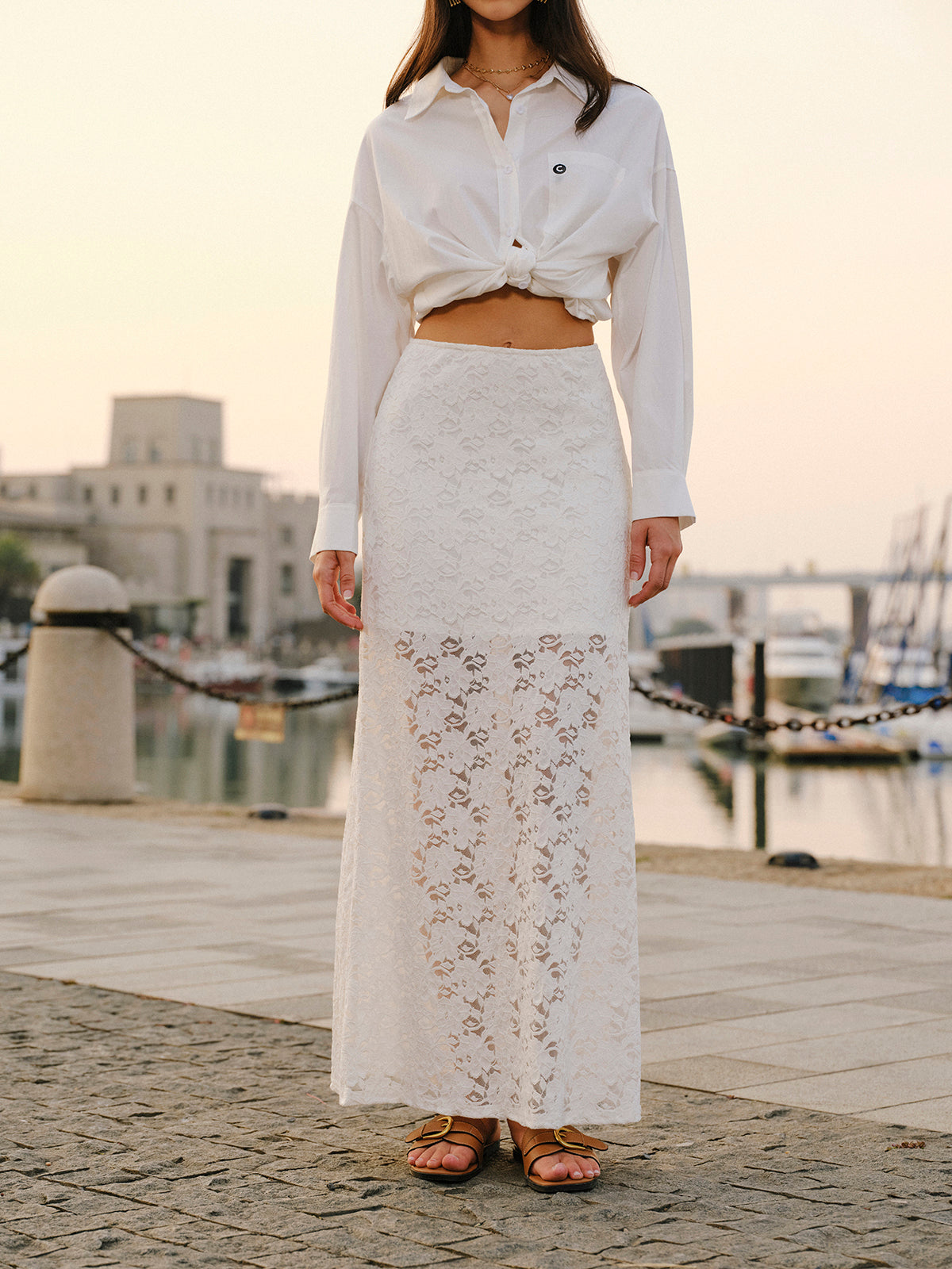 Semi-Sheer Lace Skirt