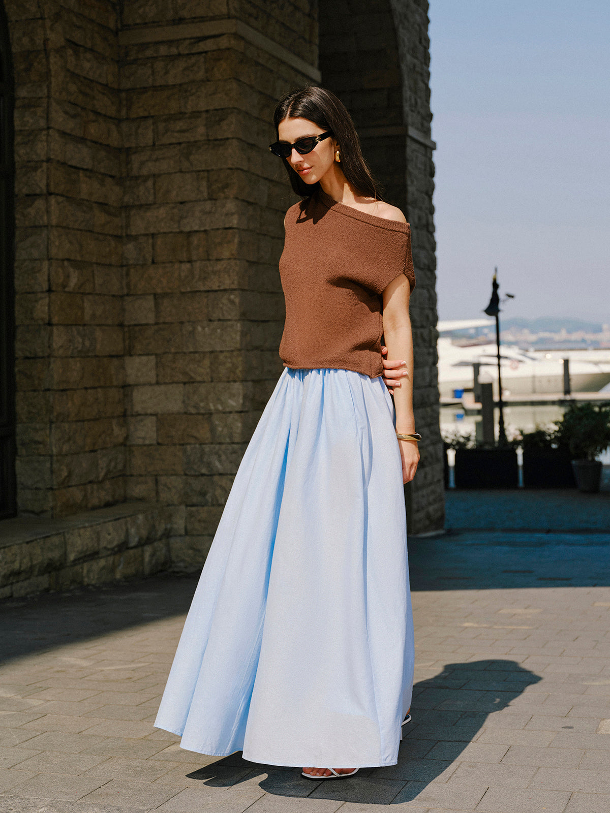 Cotton Off-Shoulder Knit Top