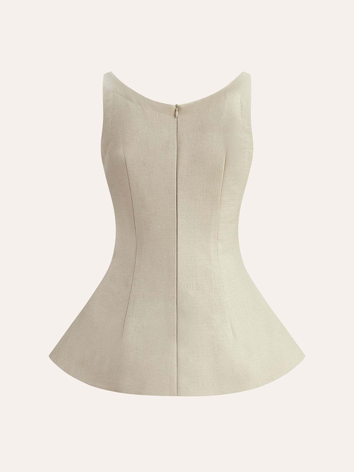 Back Zipper Peplum Flare Top