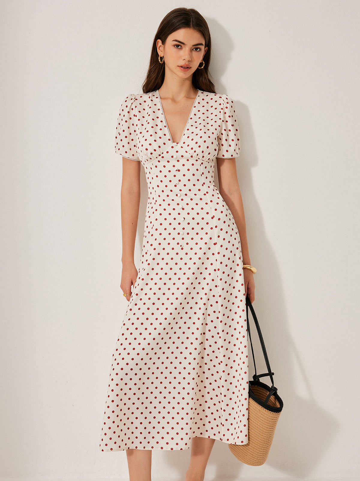 Polka Dot Puff Sleeve Dress