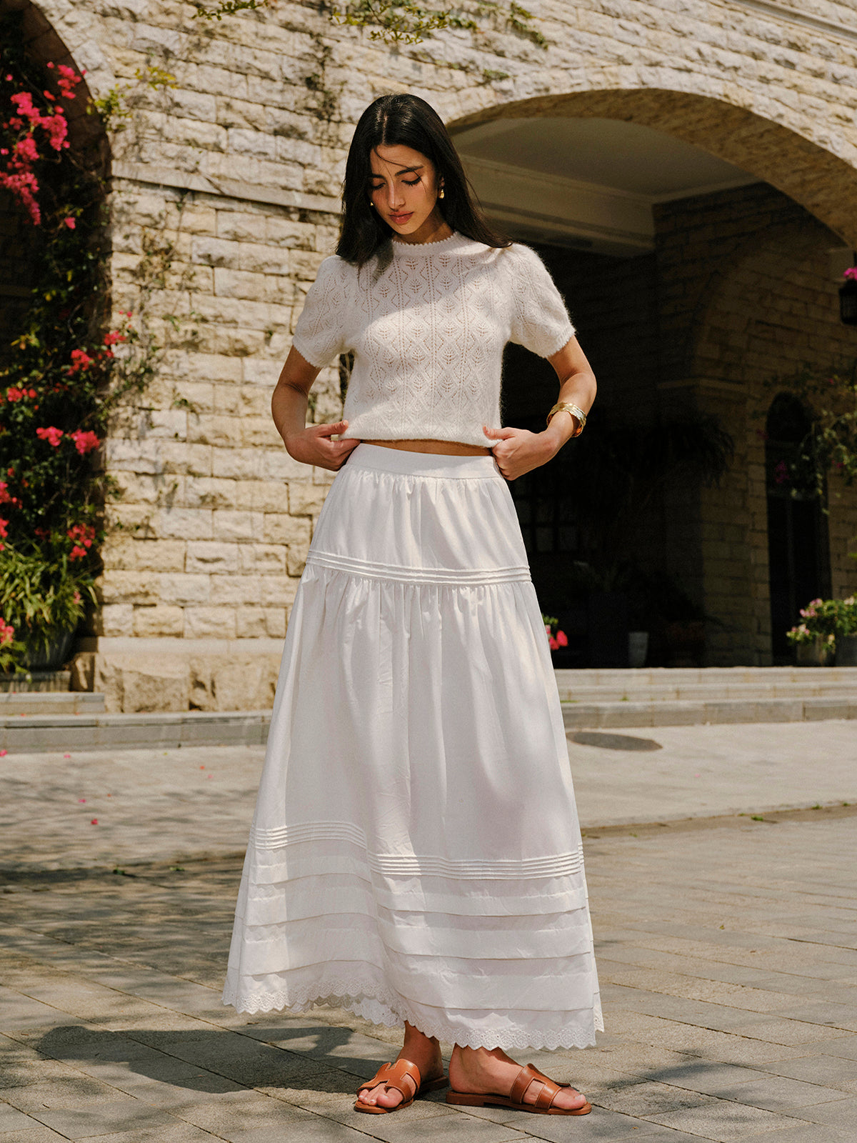 Tiered Scalloped Hem Skirt