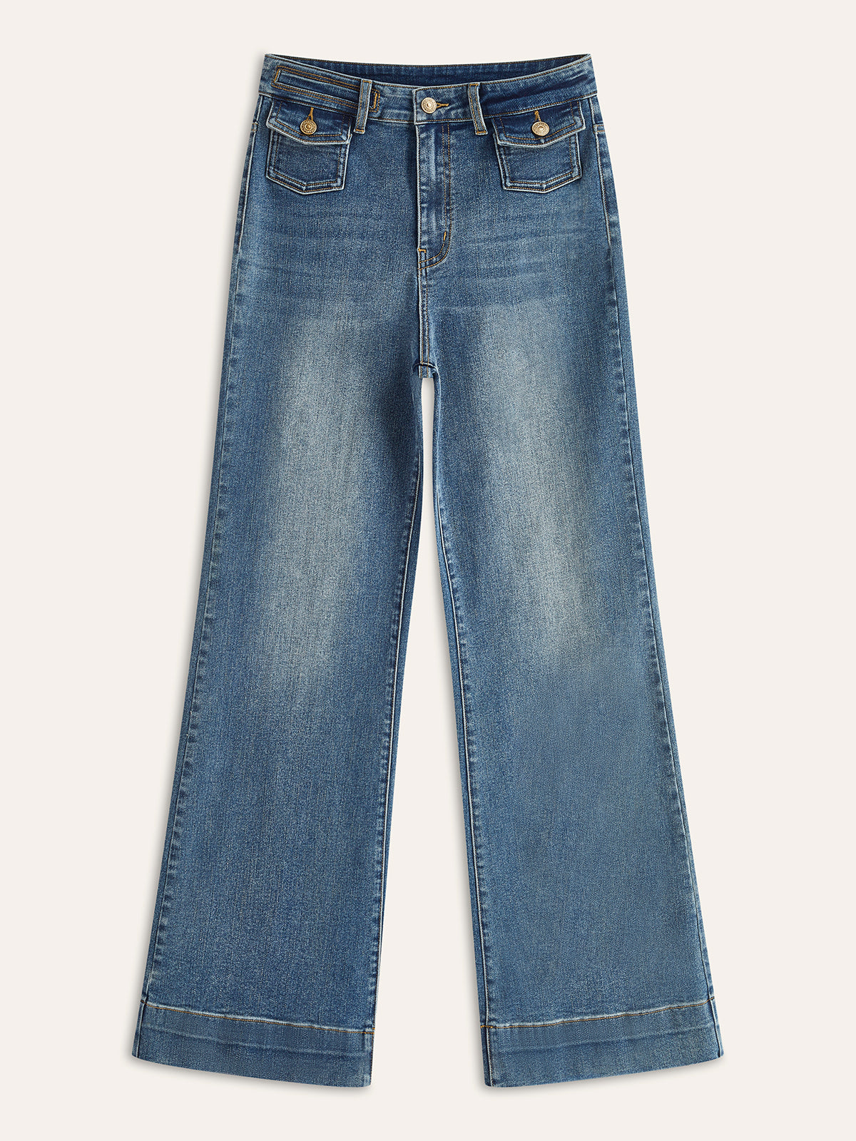 Mid-Waist Decor Pocket Pants