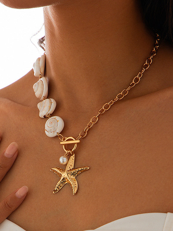 Seashell & Starfish Pendant Necklace