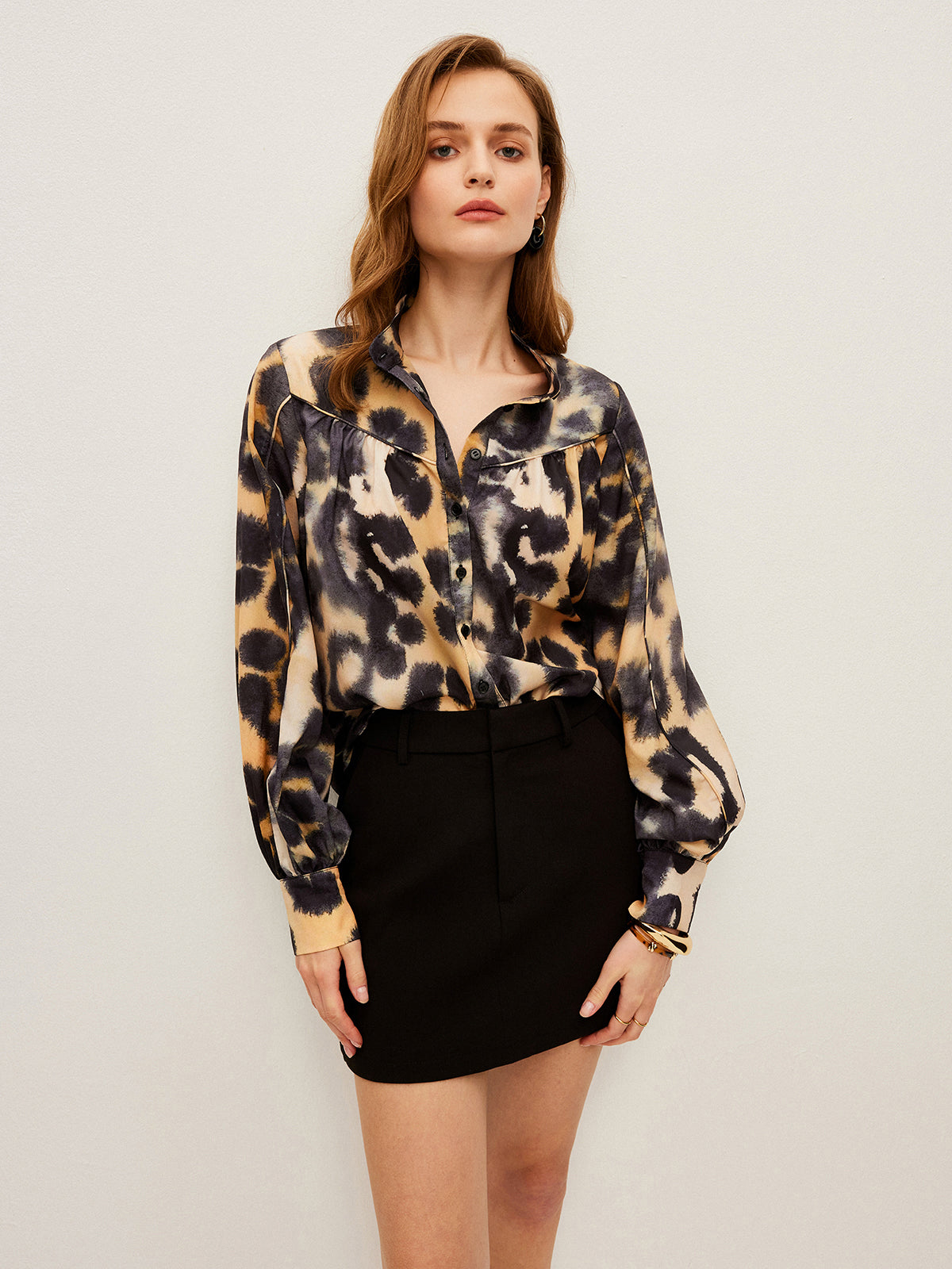 Leopard Print Button-Up Shirt