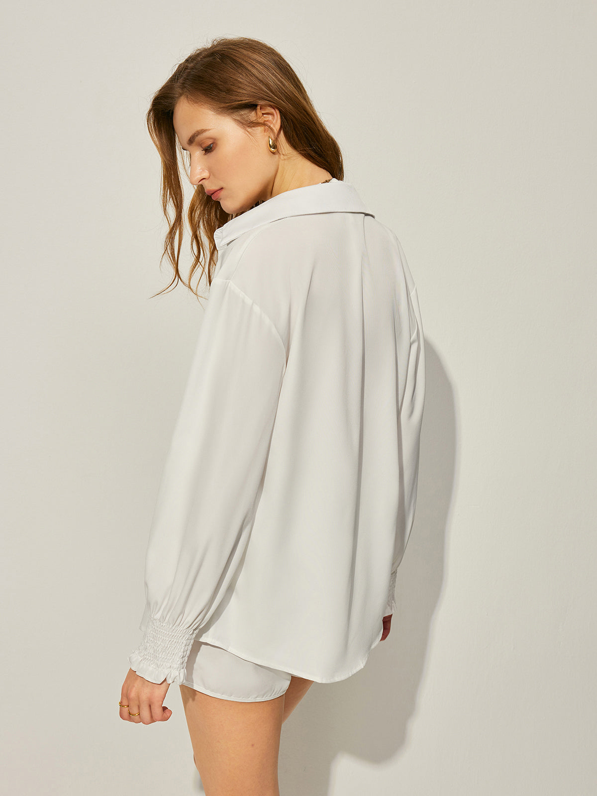 Three-Piece Shirt Bikini Top With Shorts Set