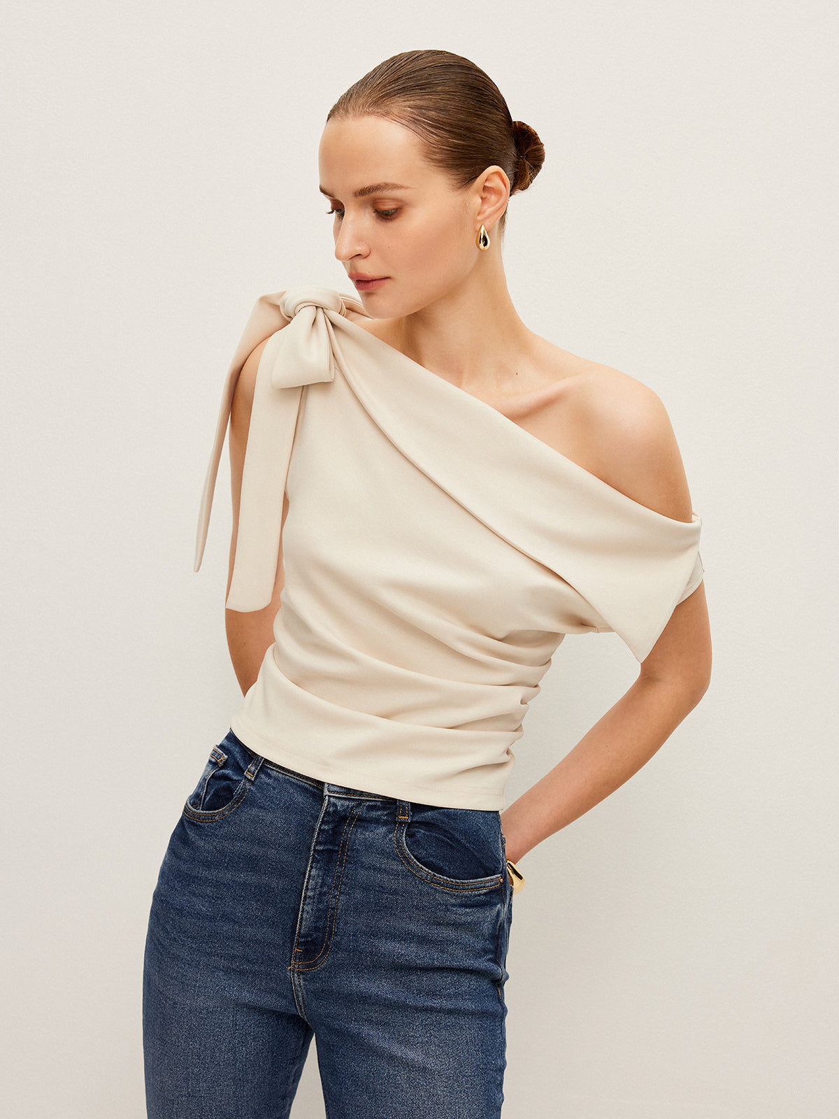 One-Shoulder Top With Bow Detail