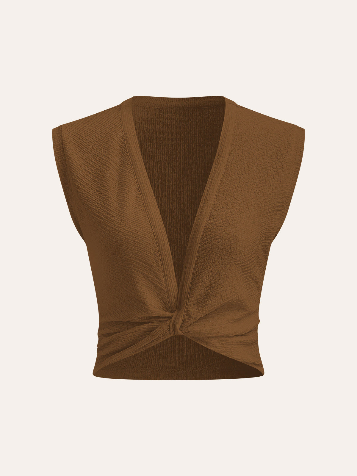 V-Neck Knot Front Sleeveless Top