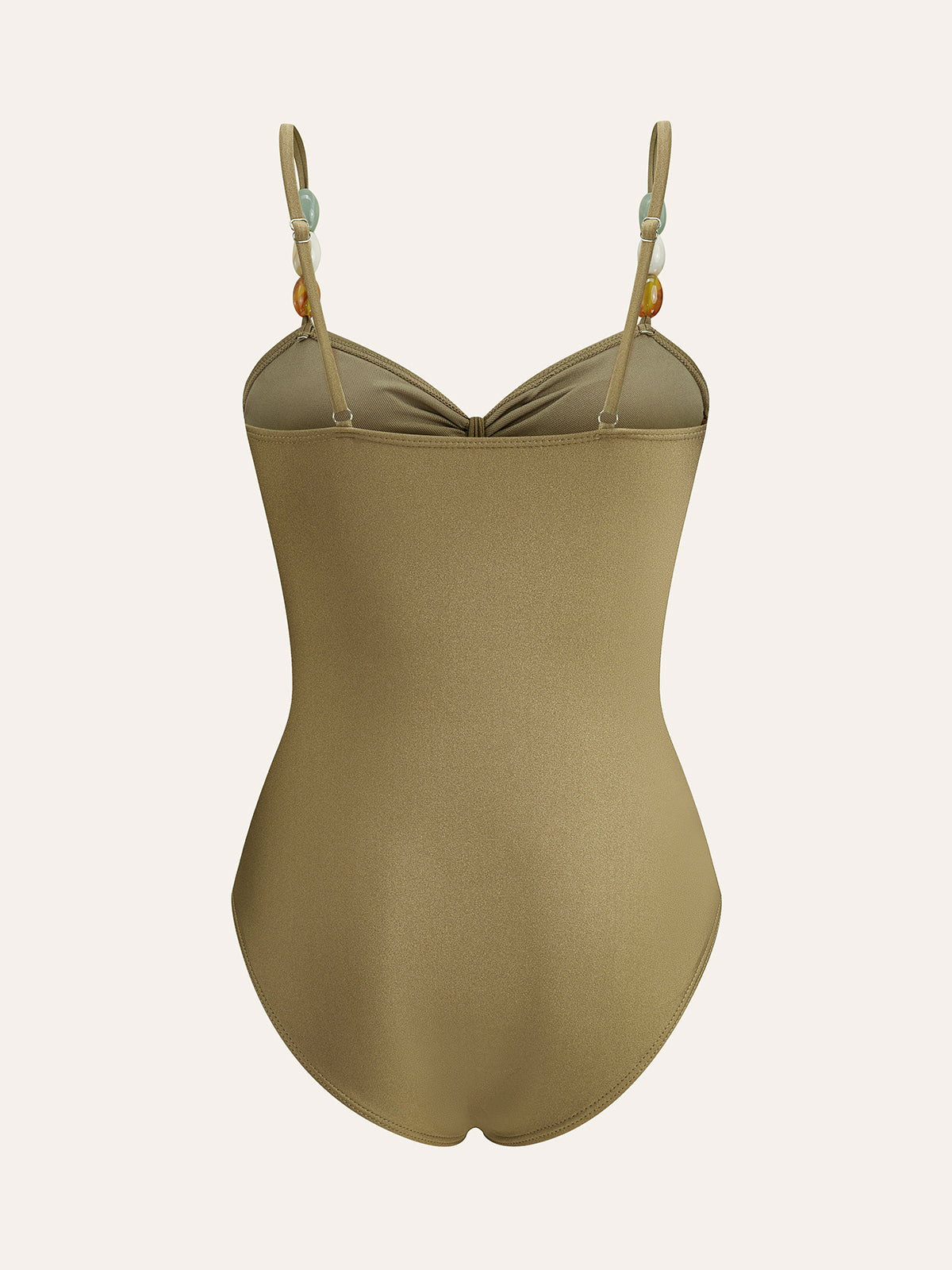 Beaded Strap Cut-out One-Piece Swimsuit