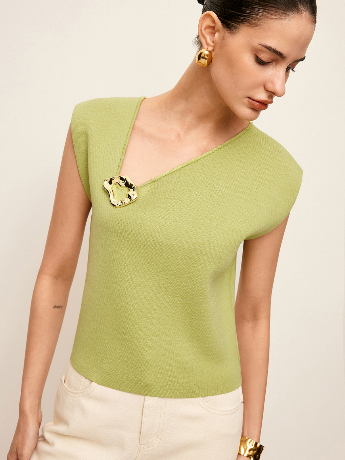 Metal Detail Knit Top