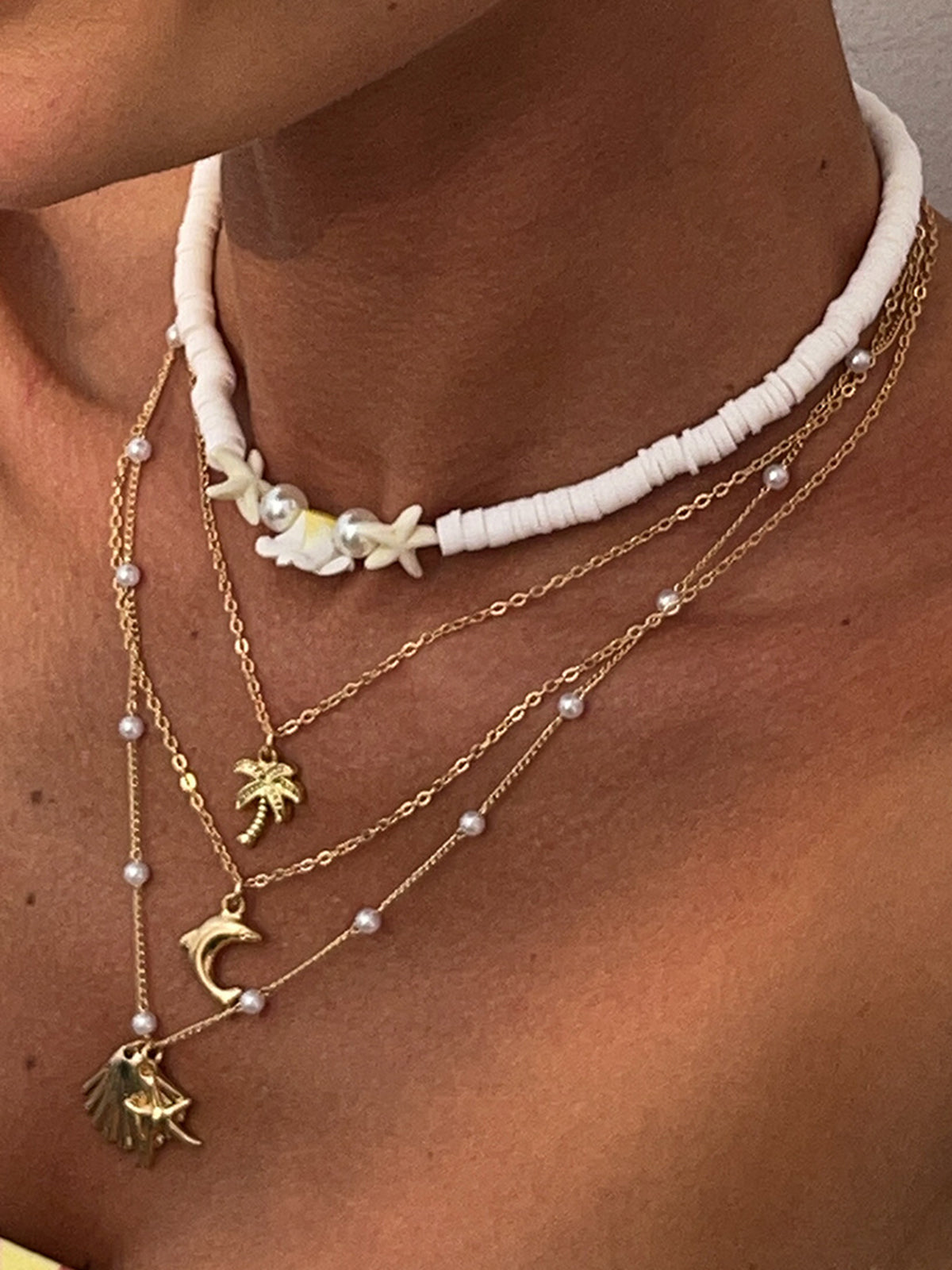 Alloy Blend Beach Style Multi-Layer Necklace