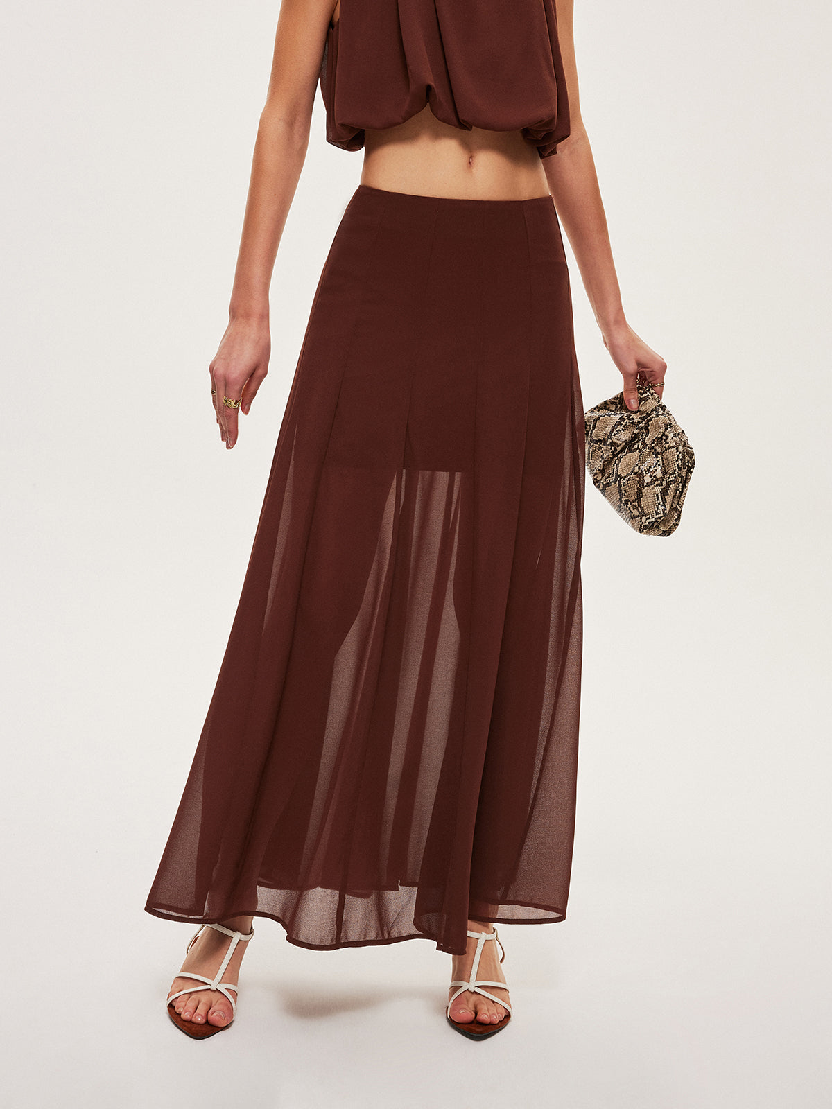 Chiffon Semi-Sheer A-Line Skirt