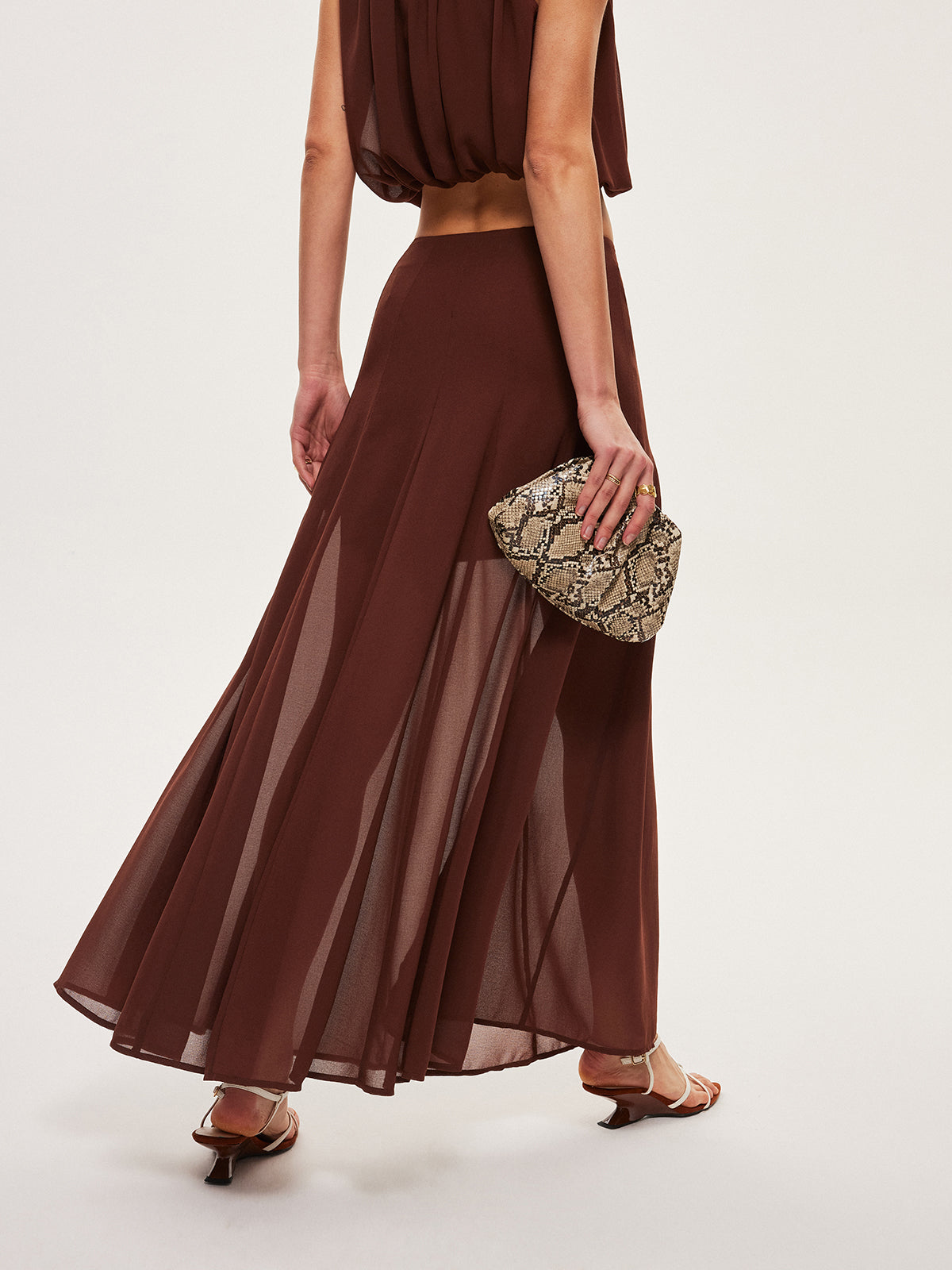 Chiffon Semi-Sheer A-Line Skirt