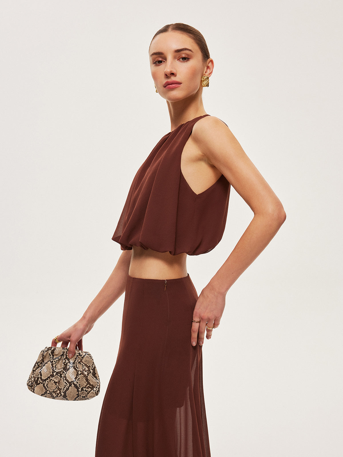 Chiffon Sleeveless Crop Top