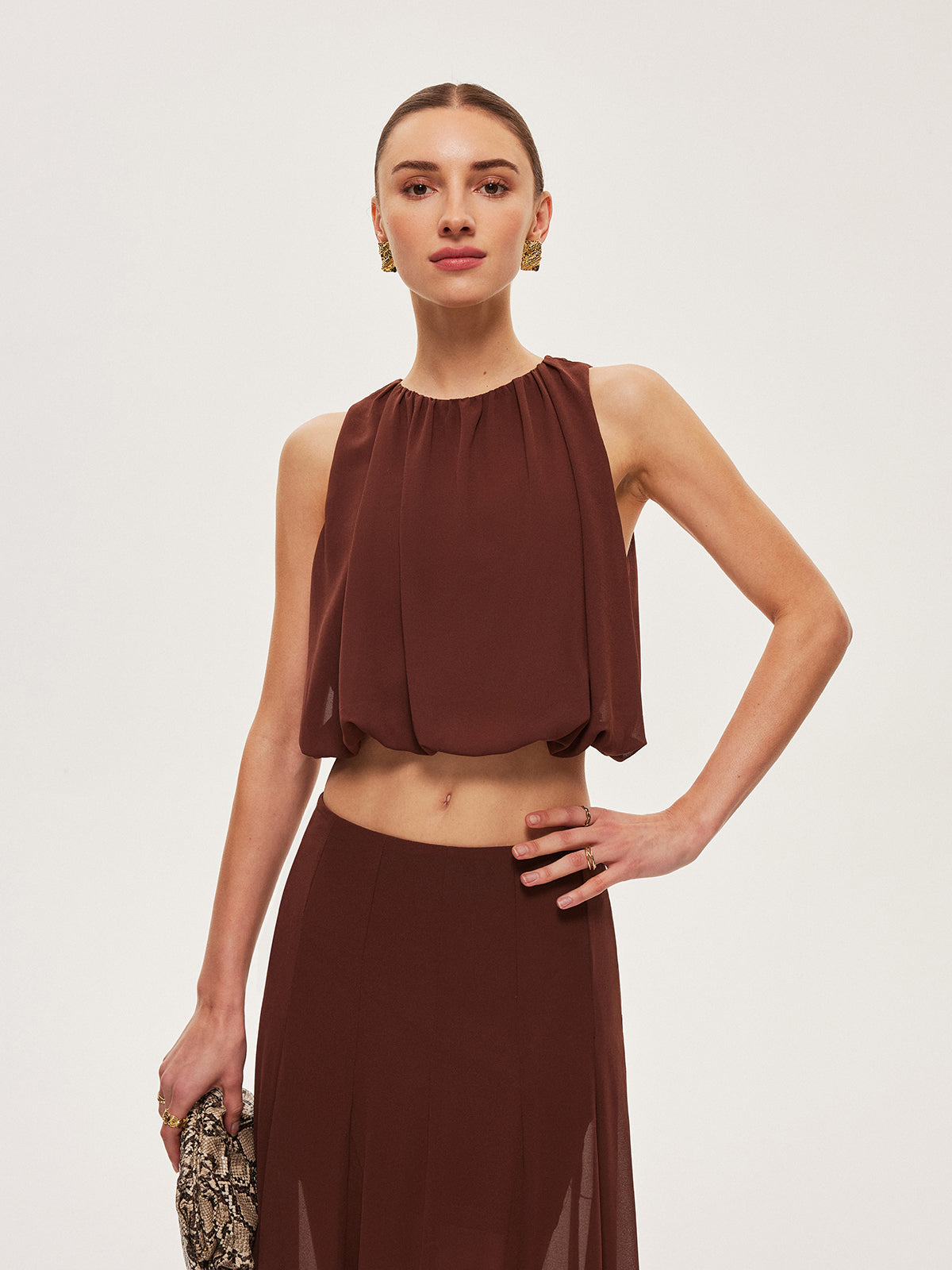 Chiffon Sleeveless Crop Top