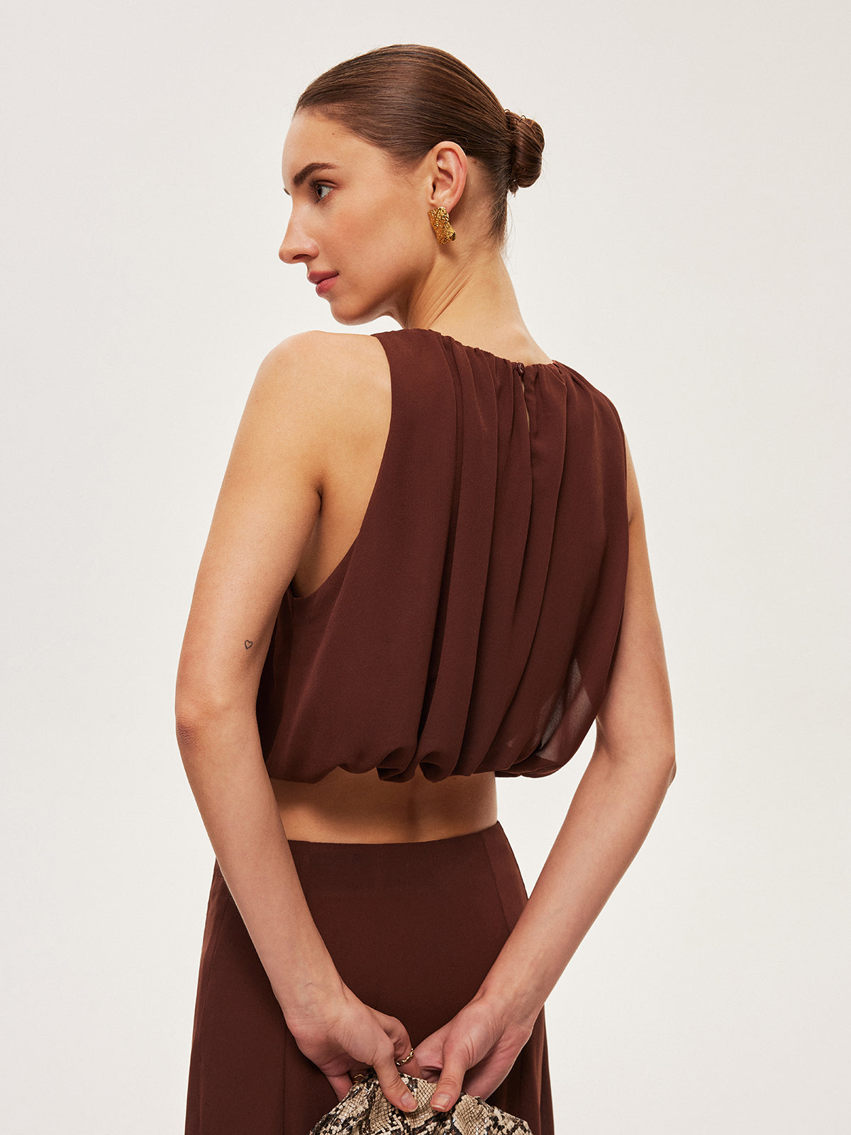 Chiffon Sleeveless Crop Top