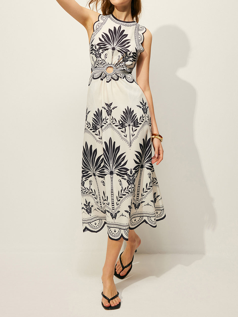 Boho Floral Cut-Out Dress