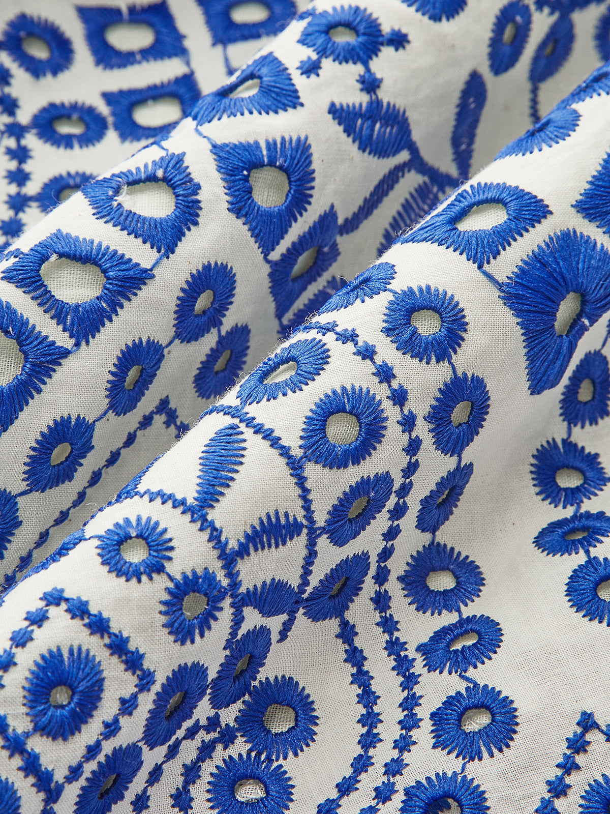 Cotton Embroidery Scalloped Hem Elastic Waistband Skirt