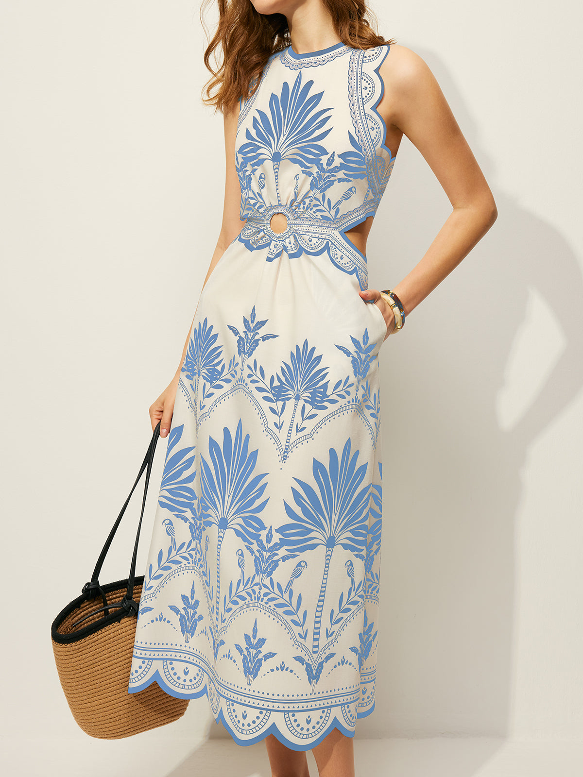 Boho Floral Cut-Out Dress