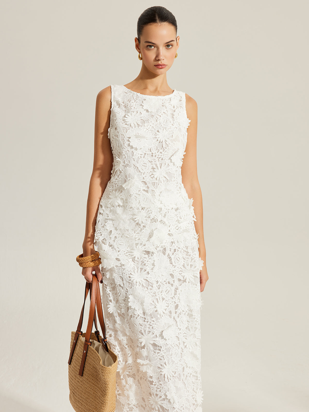 Floral Embroidered Sleeveless Lace Top