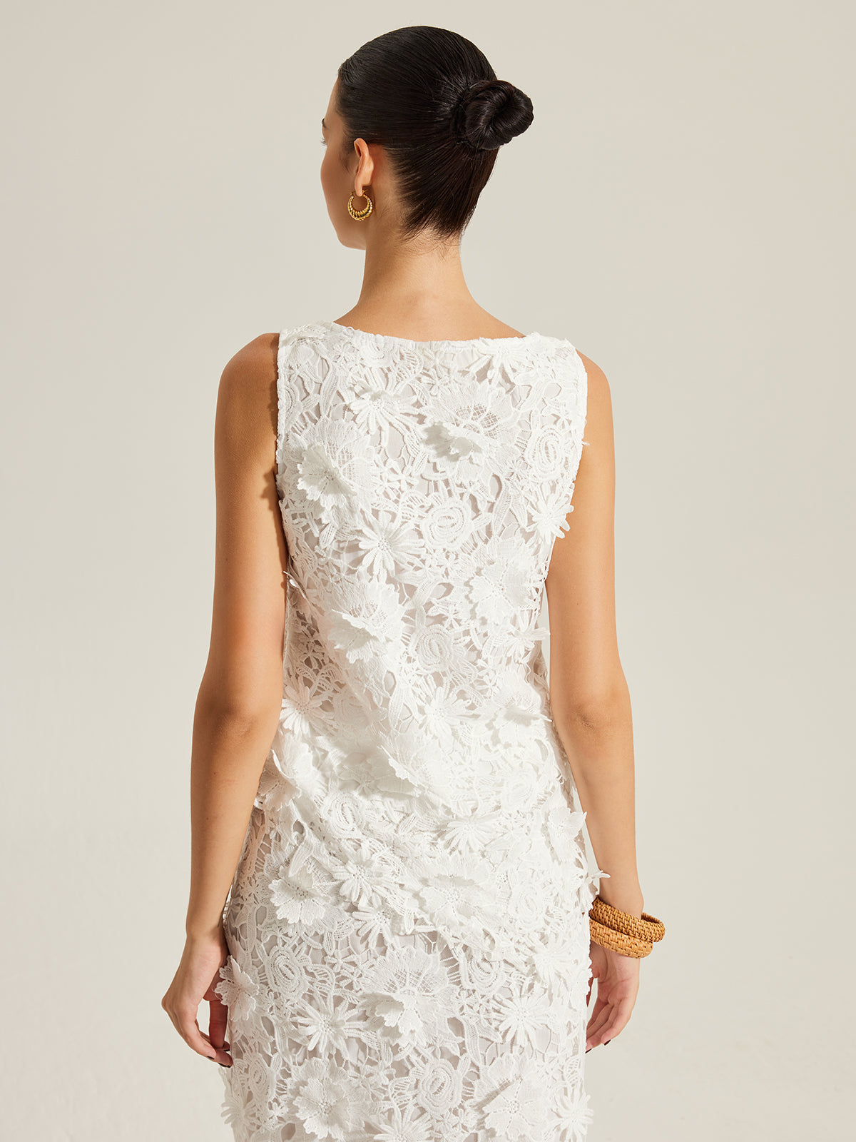 Floral Embroidered Sleeveless Lace Top