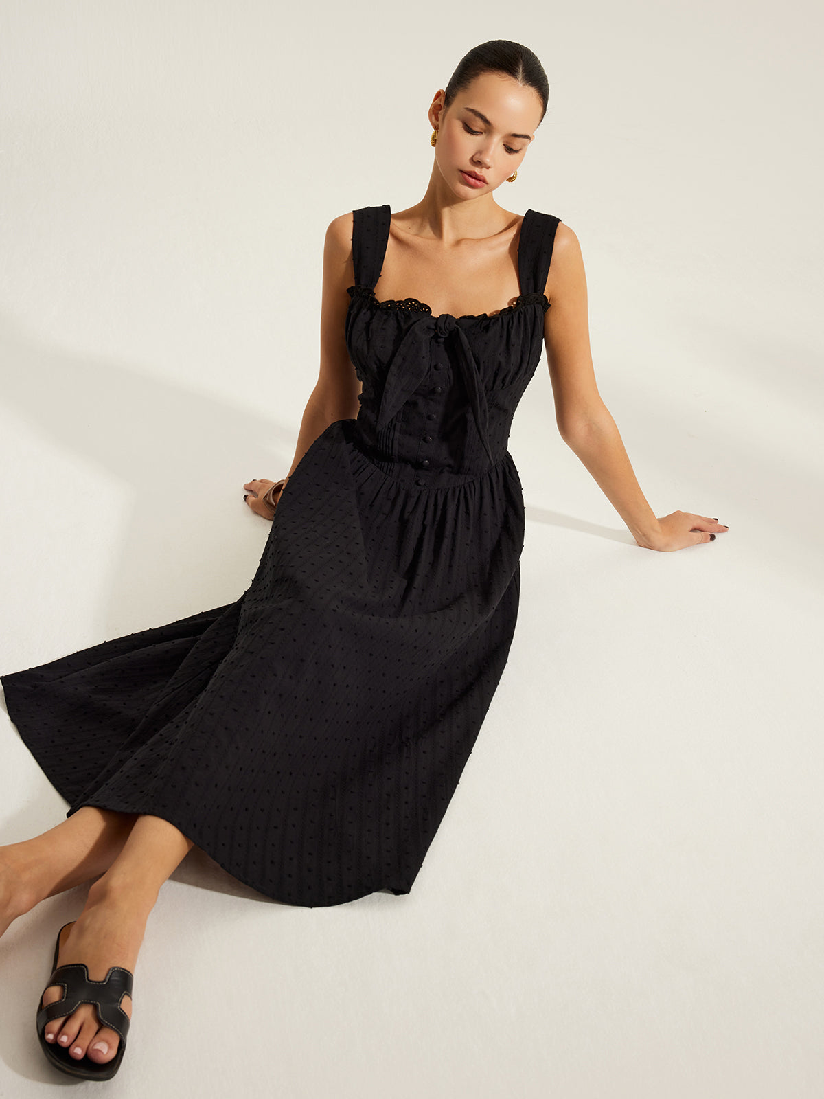 Cotton Sweetheart Neckline Dress