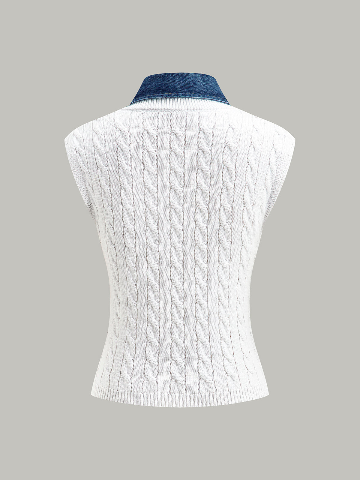 Cotton Denim Collar Knit Top