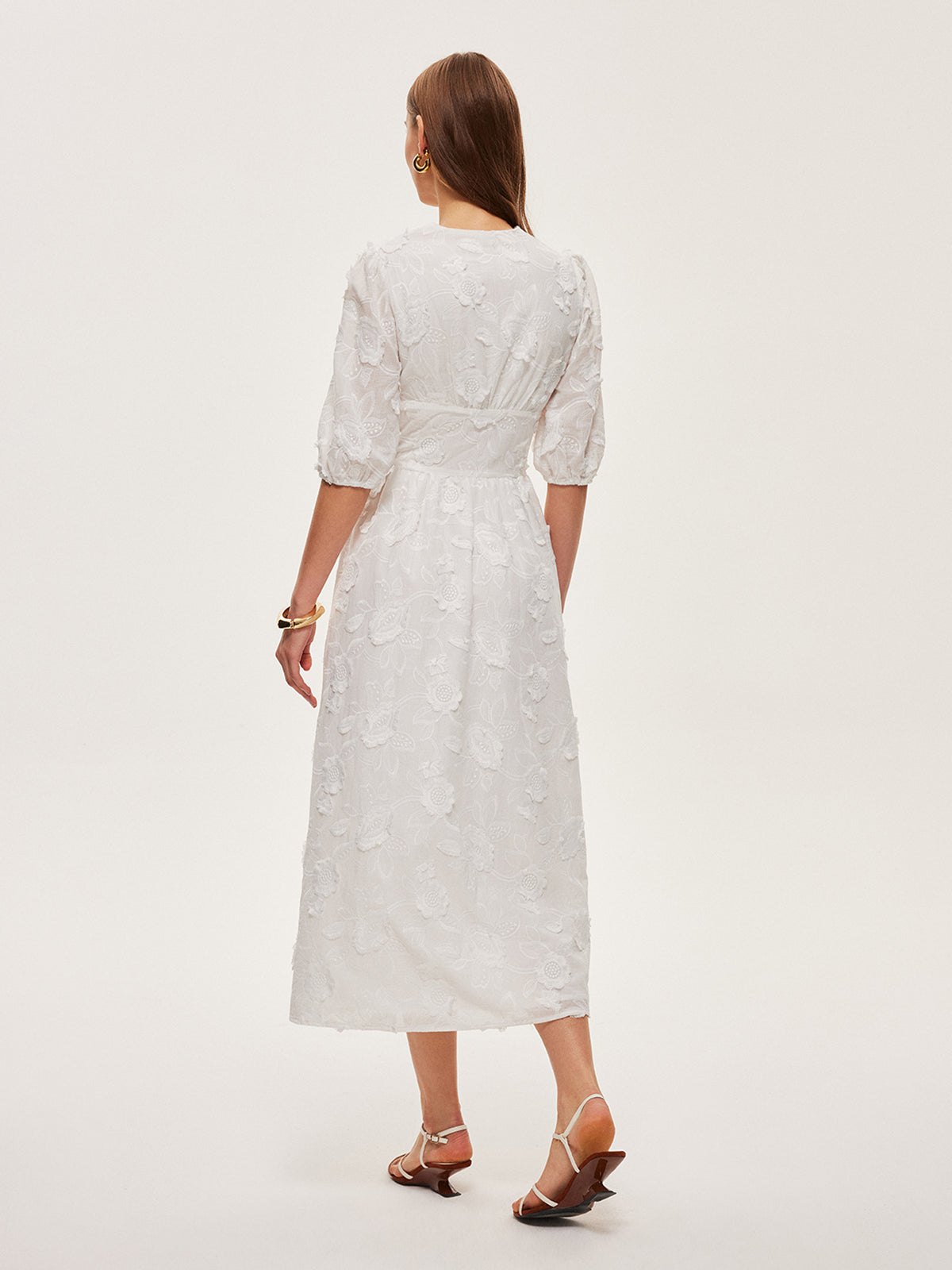 Cotton Embroidered Button-Front Dress