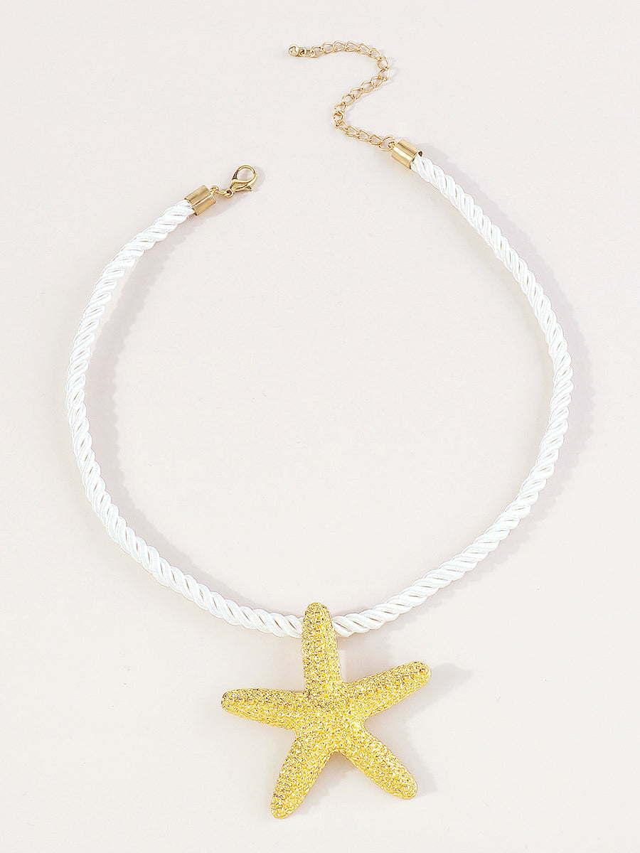 Golden Starfish Rope Necklace