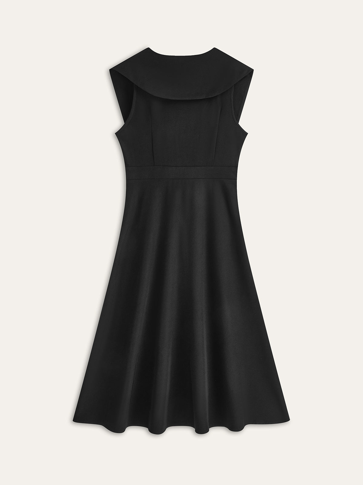 Wide Collar Button-Down Pleated Dress