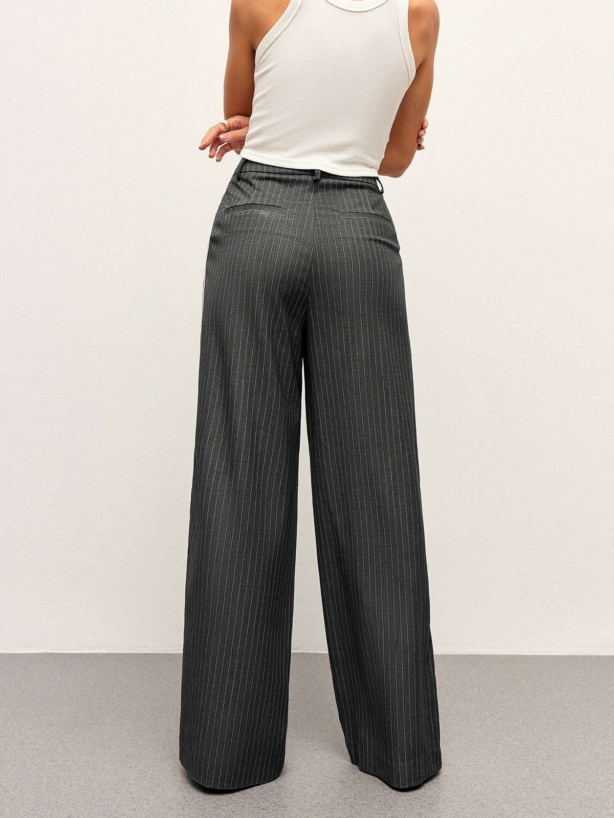 Mid-Waist Striped Panel Pants