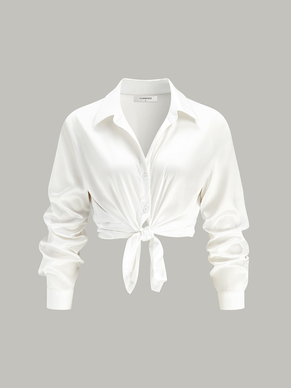 Long-Sleeve Spread Collar Buttoned Shirt